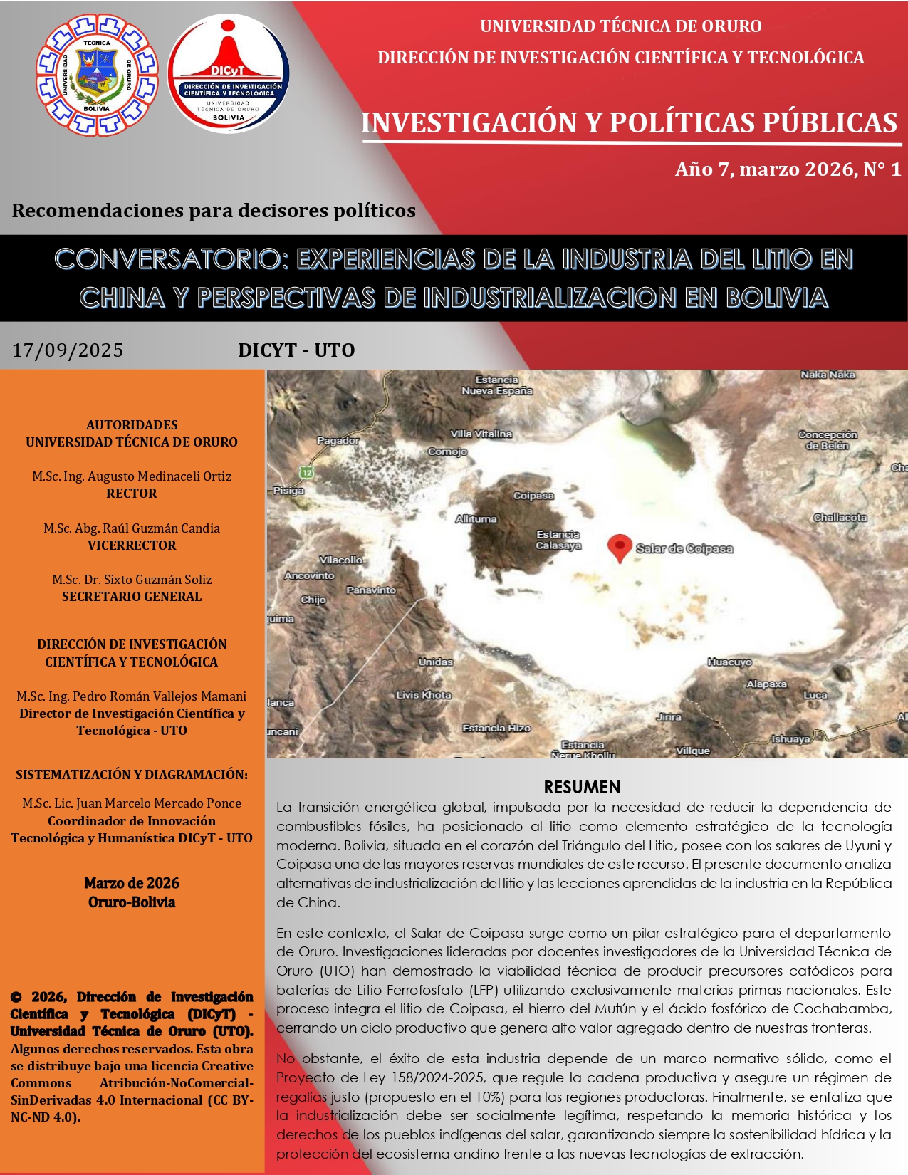 CONVERSATORIO: EXPERIENCIAS DE LA INDUSTRIA DEL LITIO EN CHINA Y PERSPECTIVAS DE INDUSTRIALIZACIÓN EN BOLIVIA